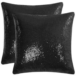 2pcs Black Sequin Throw Pillow Covers Shiny Decor Cushion Covers